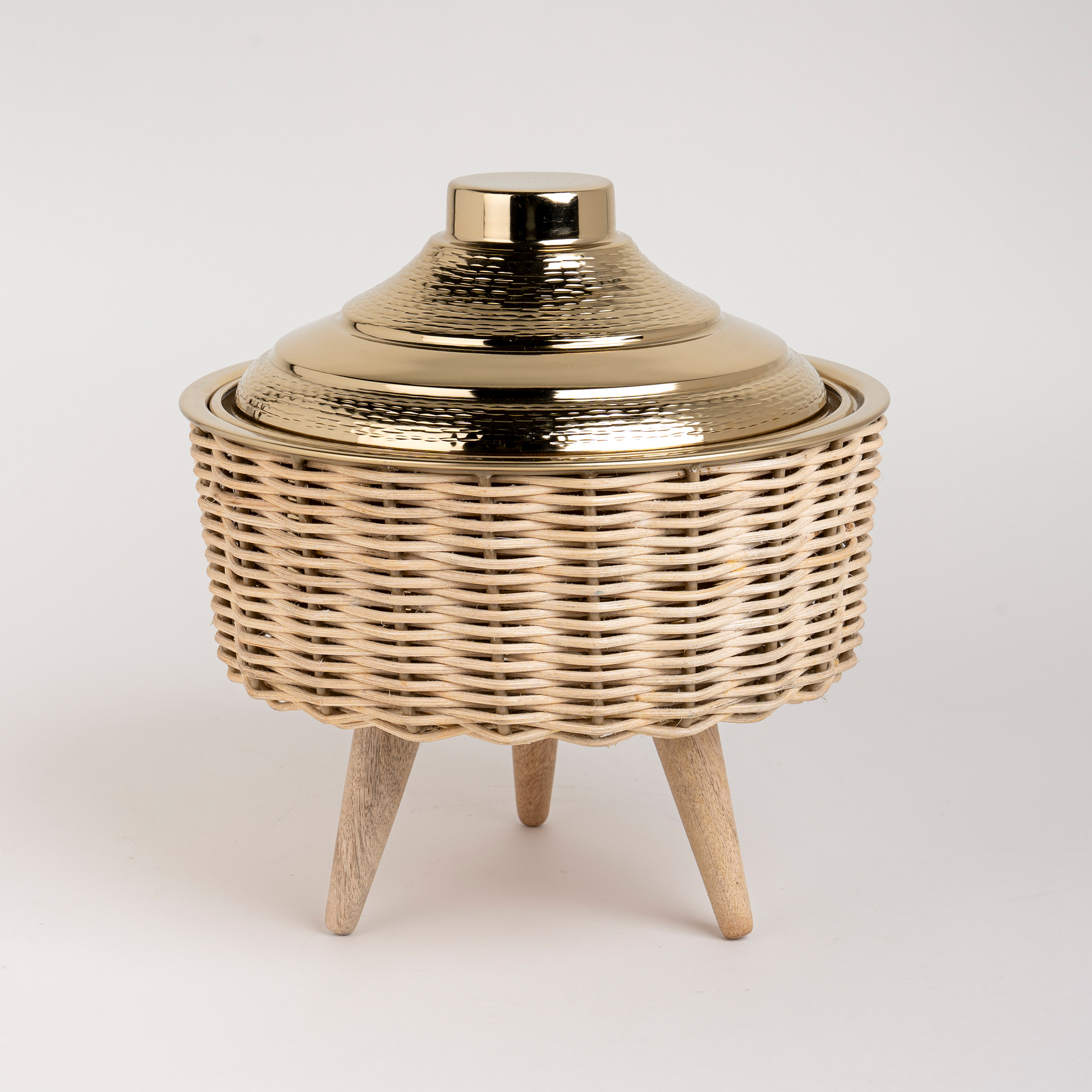 

Small Bamboo Basket With Jar Gold